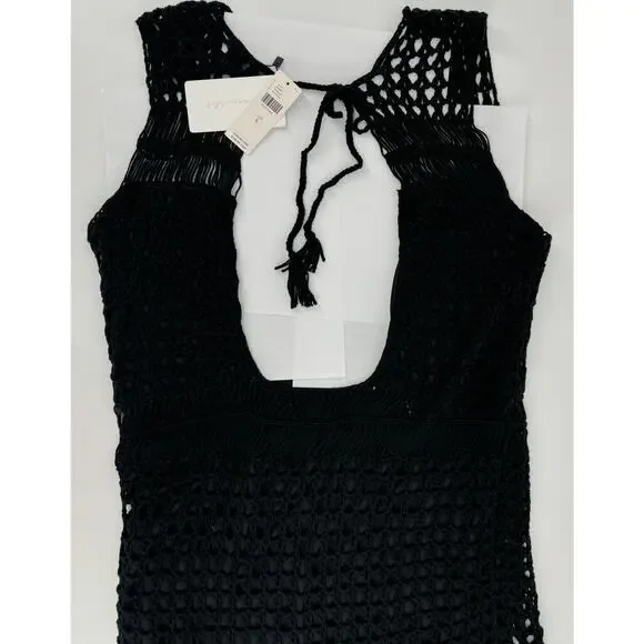 anthropologie black crochet dress Show Me Your Mumu Plus Long-Sleeve Crochet Maxi Dress